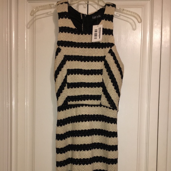 NWT Fabrik Beige and Black Stripe Dress - Picture 1 of 5